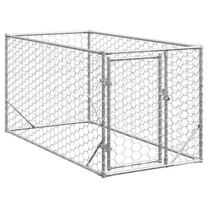 vidaXL Canil para cães ao ar livre com porta 2x1x1 m aço galvanizado