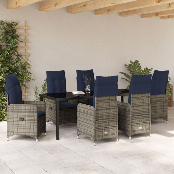 vidaXL Conjunto de Jantar para Jardim 7 pcs Preto Rattan Sint&eacute;tico