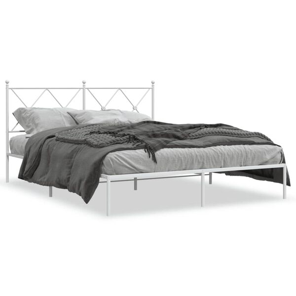 vidaXL Estrutura de cama com cabeceira 160x200 cm metal branco