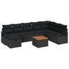 vidaXL Conjunto de Sof&aacute; de Jardim com almofada 9 pcs Preto vime PE