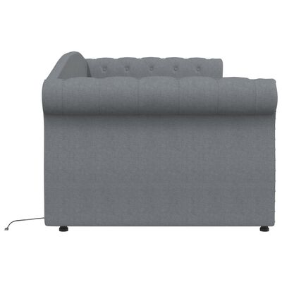 vidaXL Sofá-cama c/ saída USB 90x200 cm tecido cinzento-claro