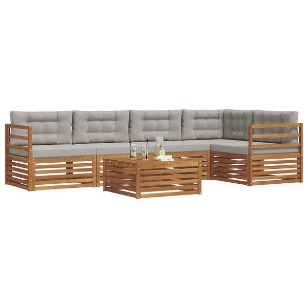 vidaXL Conjunto de Sof&aacute;s para Exterior 6 pcs Cinza Natural e Claro