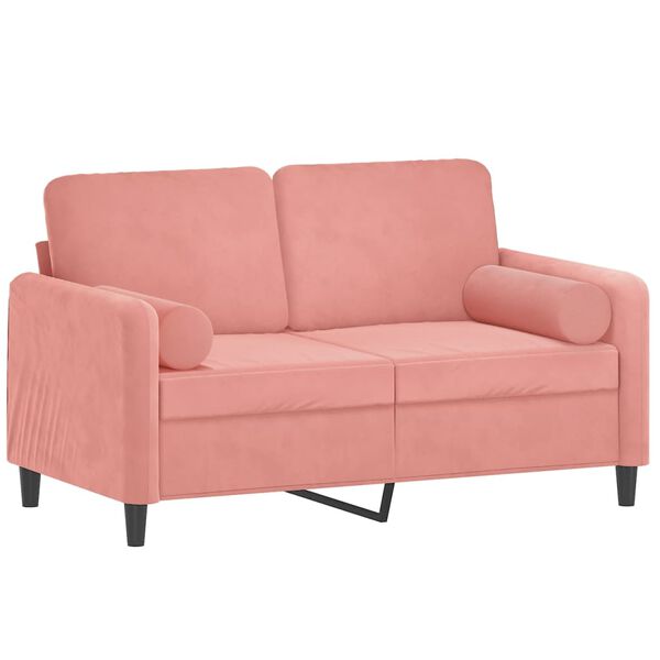vidaXL Sof&aacute; 2 lugares c/ almofadas/almofad&otilde;es 120 cm veludo rosa