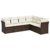 vidaXL 6 pcs conjunto de sof&aacute;s jardim c/ almofad&otilde;es vime PE castanho