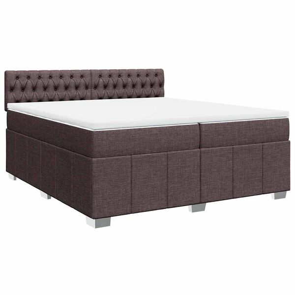 vidaXL Cama com molas/colch&atilde;o 200x200 cm tecido castanho-escuro
