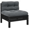 vidaXL 3 pcs conjunto lounge jardim c/ almofad&otilde;es pinho maci&ccedil;o preto