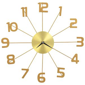 vidaXL Rel&oacute;gio de parede metal 50 cm dourado
