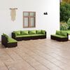 vidaXL 8 pcs conjunto lounge jardim c/ almofad&otilde;es vime PE castanho