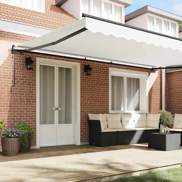 vidaXL Toldo Retr&aacute;til Branco 500 &times; 350 cm Tecido e Alum&iacute;nio