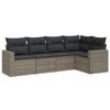 vidaXL 5 pcs conjunto sof&aacute;s de jardim c/ almofad&otilde;es vime PE cinzento