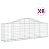 vidaXL Cestos gabi&atilde;o arqueados 8 pcs 200x30x60/80 cm ferro galvanizado