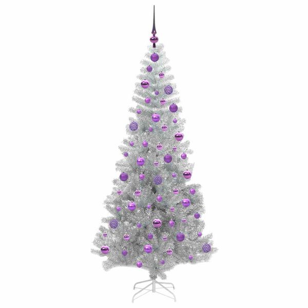 vidaXL &Aacute;rvore de Natal com 300 LEDs com suporte Prateado 180 cm PET