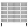 vidaXL Sapateira + pernas metal 95x35x86 cm madeira maciça OSLO branco