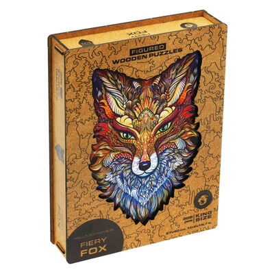 UNIDRAGON Puzzle de madeira 308 pcs Fiery Fox King Size 27x40 cm