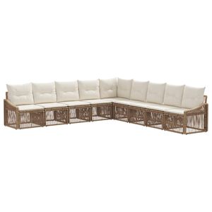 vidaXL Conjunto de Sof&aacute; de Jardim 9 unid. Bege vime PE