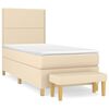 vidaXL Cama com molas/colch&atilde;o 90x200 cm tecido cor cr&egrave;me