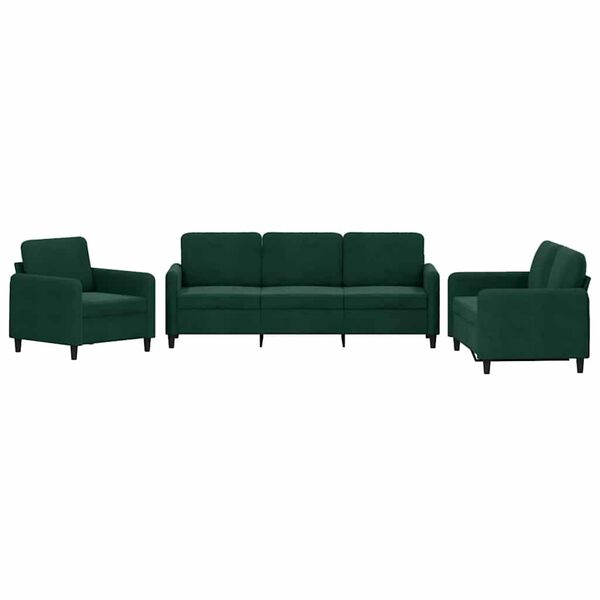 vidaXL 3 pcs conjunto de sof&aacute;s veludo verde-escuro