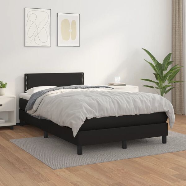 vidaXL Cama boxspring com colch&atilde;o 120x190 cm couro artificial preto