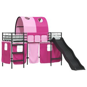vidaXL Cama loft para crian&ccedil;as Preto e Rosa 74,5 x 190 cm Metal