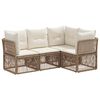vidaXL Conjunto de Sof&aacute; de Jardim 4 unid. 4 lugar Bege vime PE