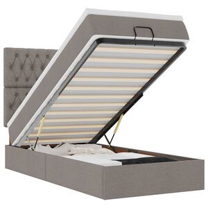 vidaXL Cama otomana com colch&atilde;o 90x200 cm tecido cinza