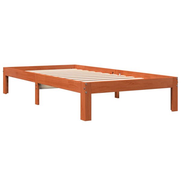 vidaXL Cama sem colch&atilde;o 100x200 cm pinho maci&ccedil;o castanho-mel