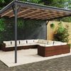 vidaXL 11 pcs conjunto lounge jardim c/ almofad&otilde;es vime PE castanho