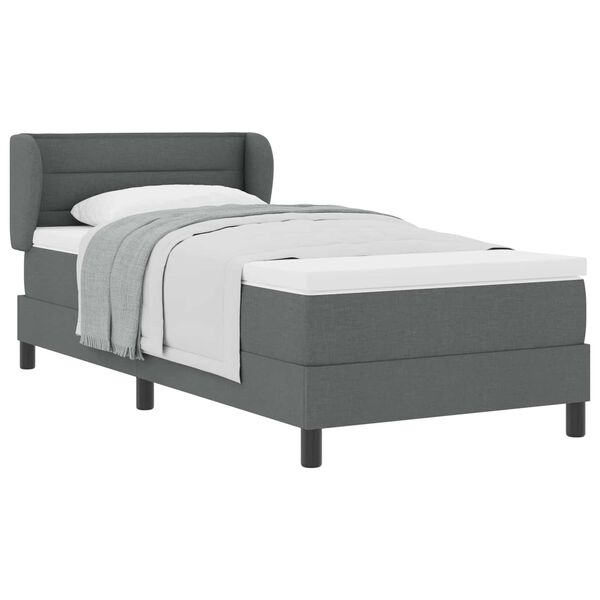 vidaXL Cama Box com colch&atilde;o Cinzento escuro 80 x 200 cm tecido