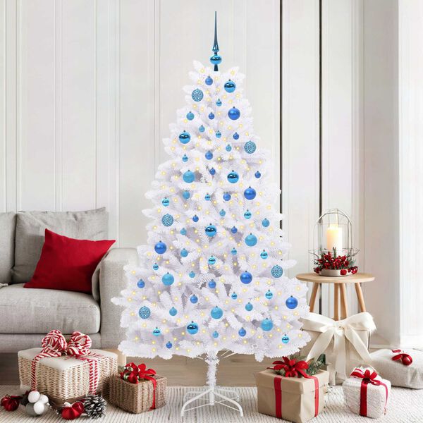 vidaXL &Aacute;rvore de Natal Articulada Artificial Branco 180 cm PVC e A&ccedil;o