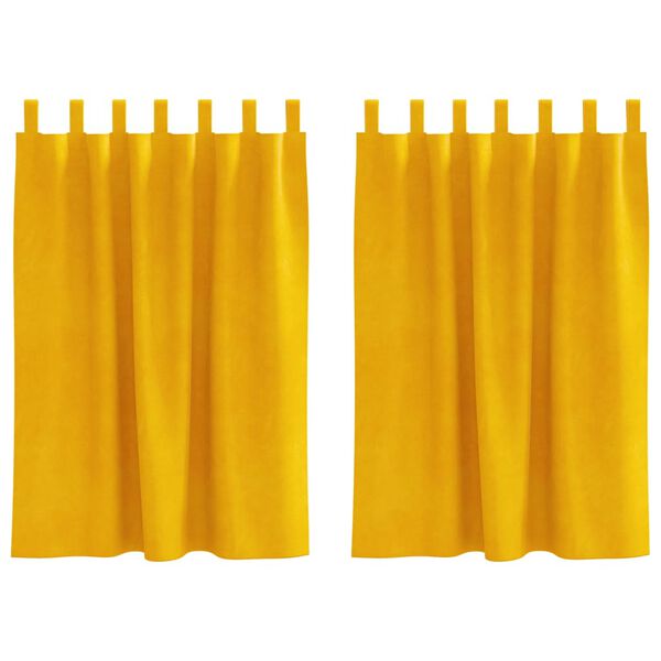 vidaXL Cortinas opacas 2 pcs Amarelo Mostarda 140 x 140 cm Veludo