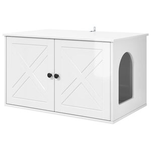 vidaXL Casa para Gatos Branco Brilhante 85 x 55 x 50,5 cm
