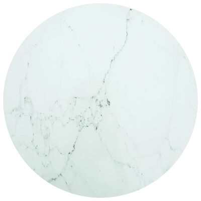 vidaXL Tampo mesa Ø90x1 cm vidro temperado design mármore branco