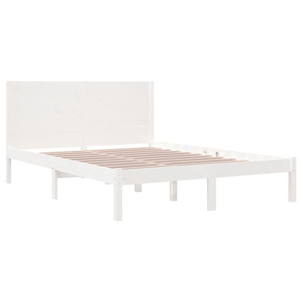 vidaXL Cama sem colch&atilde;o 140x200 cm madeira de pinho maci&ccedil;a branco