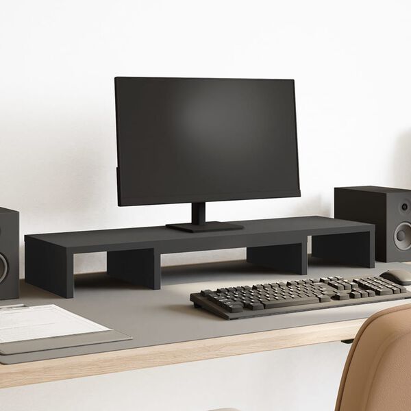 vidaXL Suporte para monitor ajust&aacute;vel derivados de madeira preto