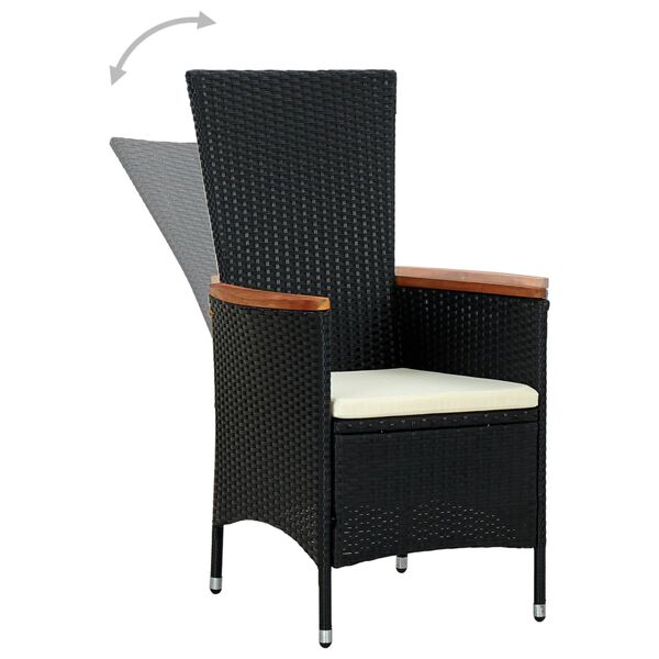 vidaXL 9 pcs conjunto jantar exterior vime PE madeira de acácia preto