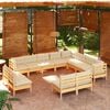 vidaXL 12 pcs conjunto lounge jardim c/ almofad&otilde;es creme pinho maci&ccedil;o