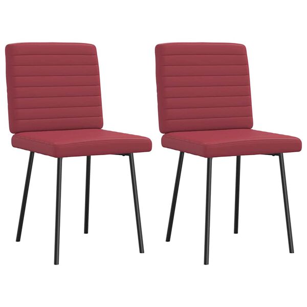 vidaXL Cadeiras de jantar 2 pcs couro artificial vermelho-tinto