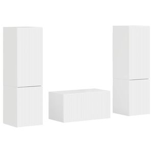 vidaXL Conjunto de m&oacute;vel de TV 5 pcs Branco Brilhante