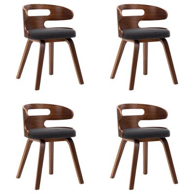 vidaXL Cadeiras jantar 4 pcs madeira curvada e tecido cinzento-escuro