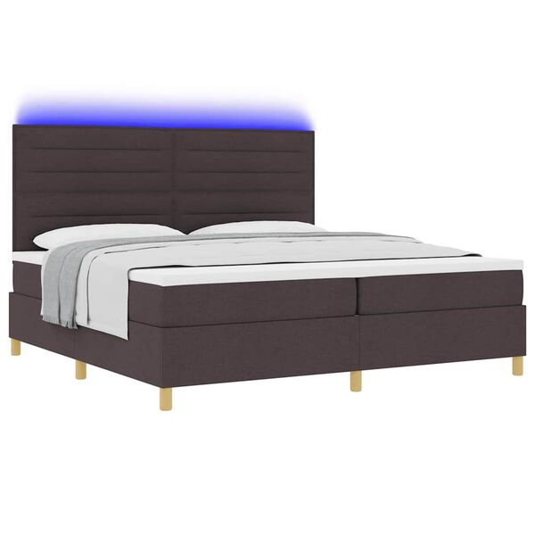 vidaXL Cama Box Spring LED Marrom Escuro 200 x 200 cm tecido