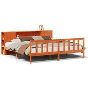 vidaXL Cama com estante sem colch&atilde;o 180x200 cm pinho maci&ccedil;o