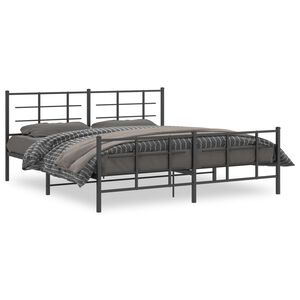 vidaXL Estrutura de cama com cabeceira e p&eacute;s 183x213 cm metal preto