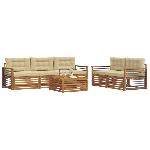 vidaXL Conjunto de Sof&aacute;s para Exterior 6 pcs Natural e Bege