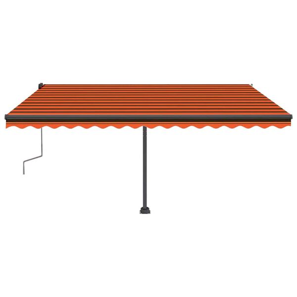 vidaXL Toldo retr&aacute;til manual com LED 450x300 cm laranja e castanho
