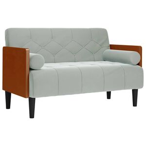 vidaXL Sof&aacute;-luvas com rolos 110 cm veludo cinzento-claro