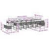 vidaXL 17 pcs conjunto de jantar p/ jardim c/ almofad&otilde;es vime PE preto