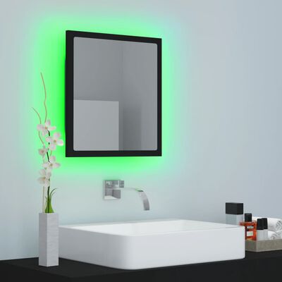 vidaXL Espelho de casa de banho com LED 40x8,5x37 cm acrílico preto