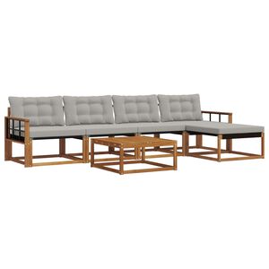 vidaXL Conjunto de Sof&aacute;s para Exterior 6 pcs Cinza Natural e Claro