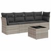 vidaXL 5 pcs conj. sof&aacute;s jardim c/ almofad&otilde;es vime PE cinzento-claro