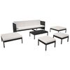 vidaXL 6 pcs conjunto lounge de jardim c/ almofadões vime PE preto